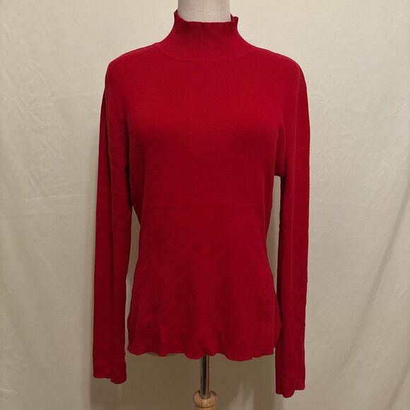 red ribbed turtleneck sweater - Picture 1 of 3